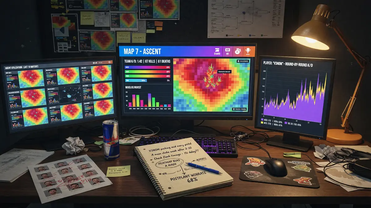 Match preview ledger and editorial notes on a broadcast desk